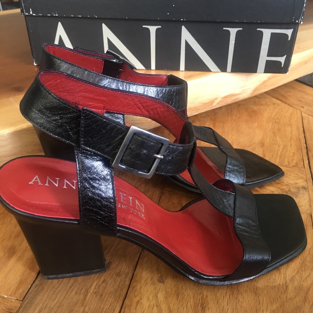ANNE KLEIN Vintage Leather Ankle Strap Heel SZ9